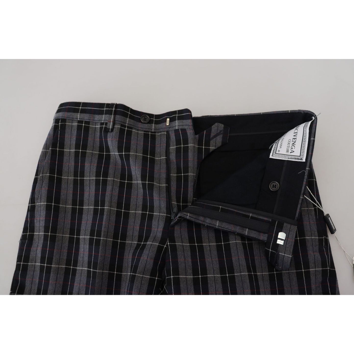 BENCIVENGA Gray Checkered Slim Fit Men Pants