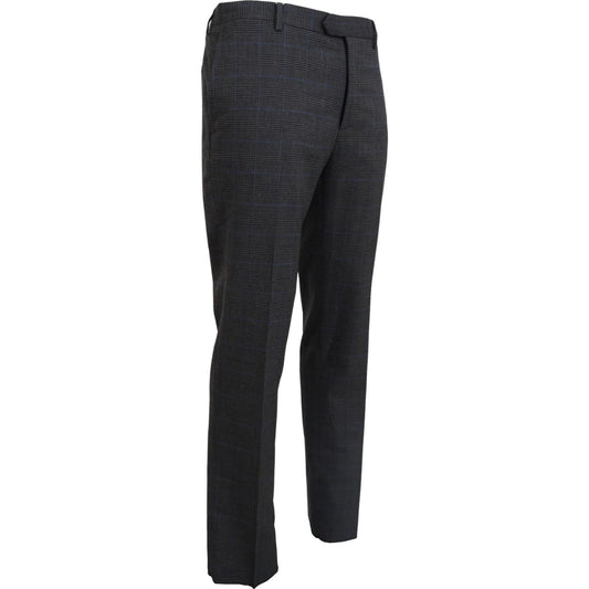 BENCIVENGA Gray Checkered Wool Dress Formal Pants PAN74055 - 54
