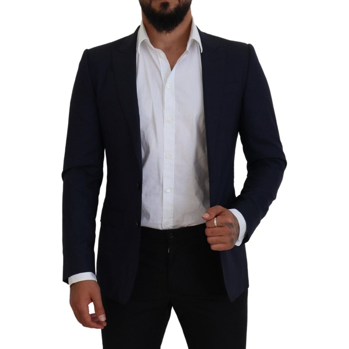 Dolce & Gabbana Blue Wool Slim Fit Formal Coat Blazer KOS2127- 46