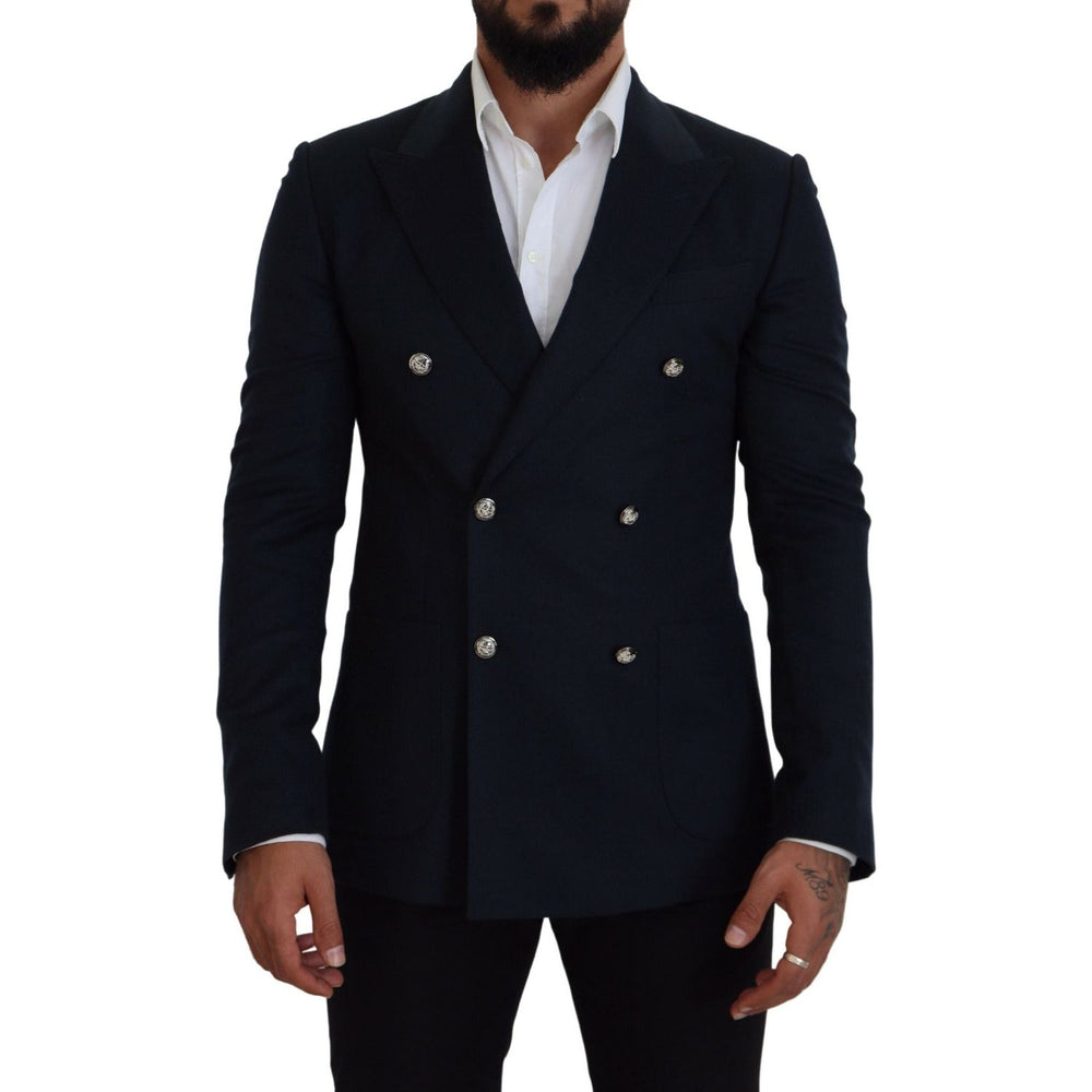 Dolce & Gabbana Blue Double Breasted Formal Coat Blazer KOS2137- 48