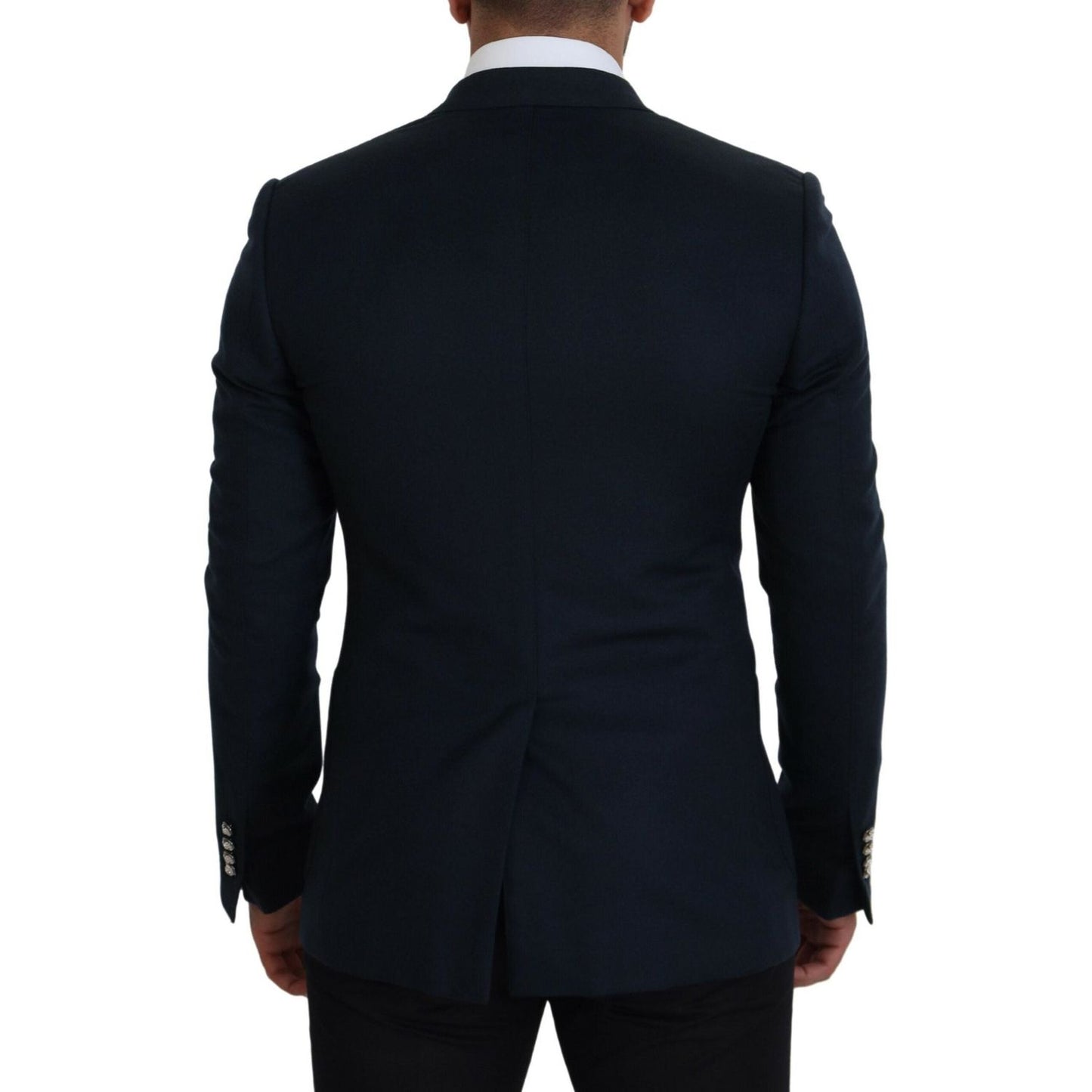 Dolce & Gabbana Blue Double Breasted Formal Coat Blazer