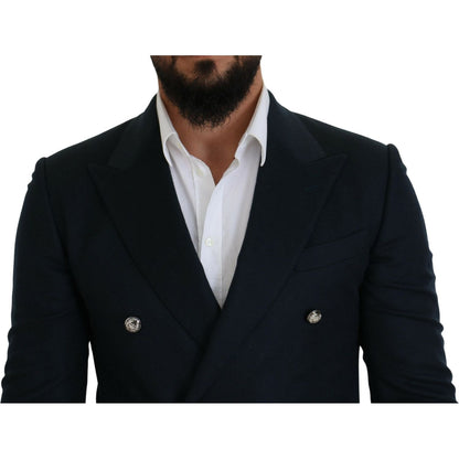 Dolce & Gabbana Blue Double Breasted Formal Coat Blazer