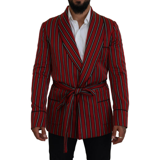 Dolce & Gabbana Red Striped Martini Printed Lining Robe KOS2146- 48