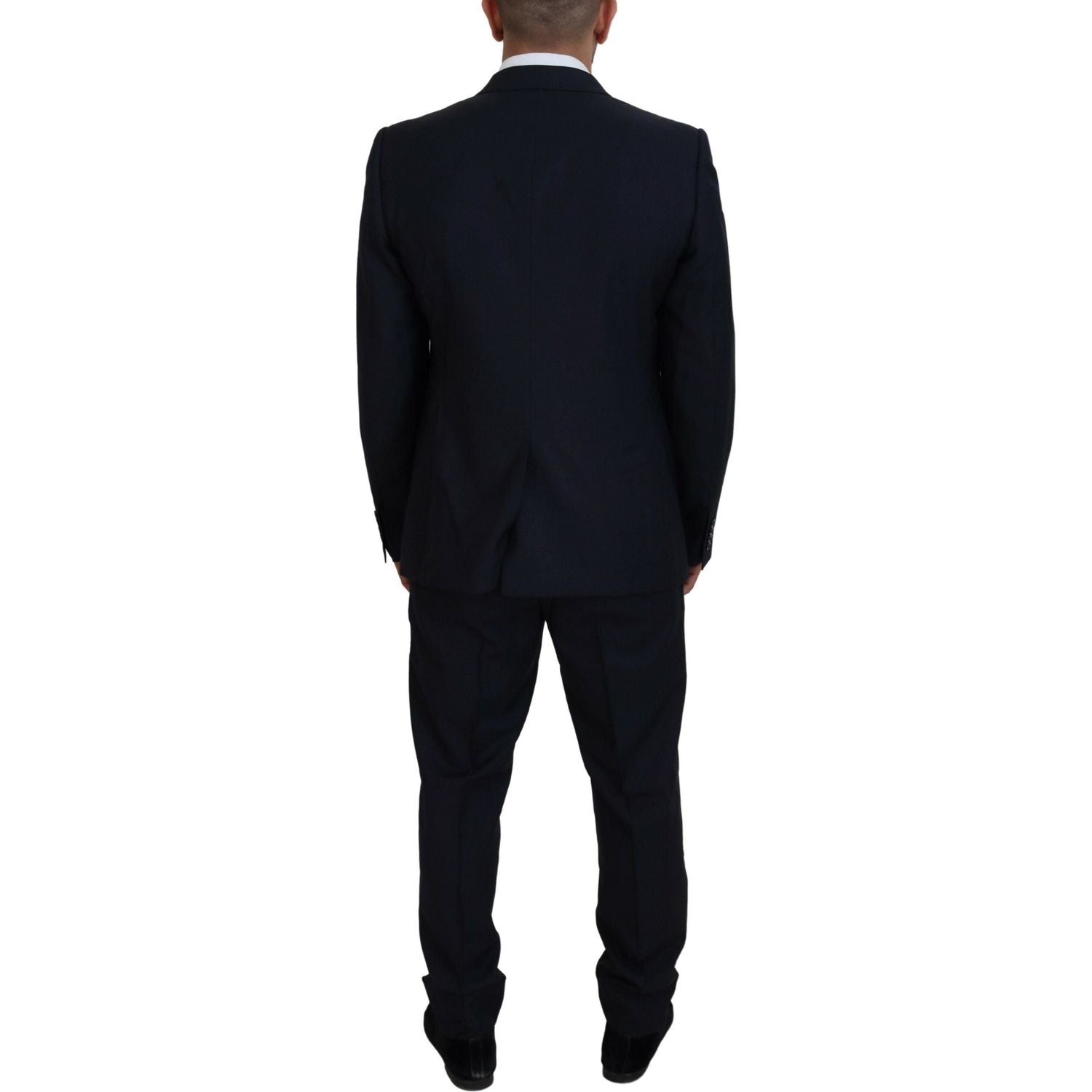 بدلة دولتشي آند غابانا الأنيقة باللون الأزرق من مزيج الصوف والحرير