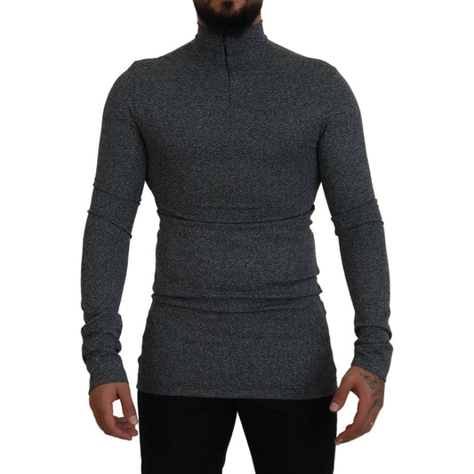 Dolce & Gabbana Dark Gray Nylon Turtleneck Pullover Sweater TSH83612 - 48