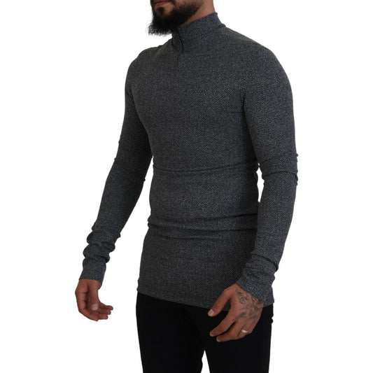 Dolce & Gabbana Dark Gray Nylon Turtleneck Pullover Sweater TSH83612 - 48