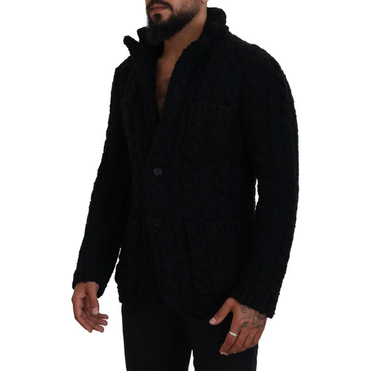 Dolce & Gabbana Black Wool Knit Button Cardigan Sweater TSH83649 - 44