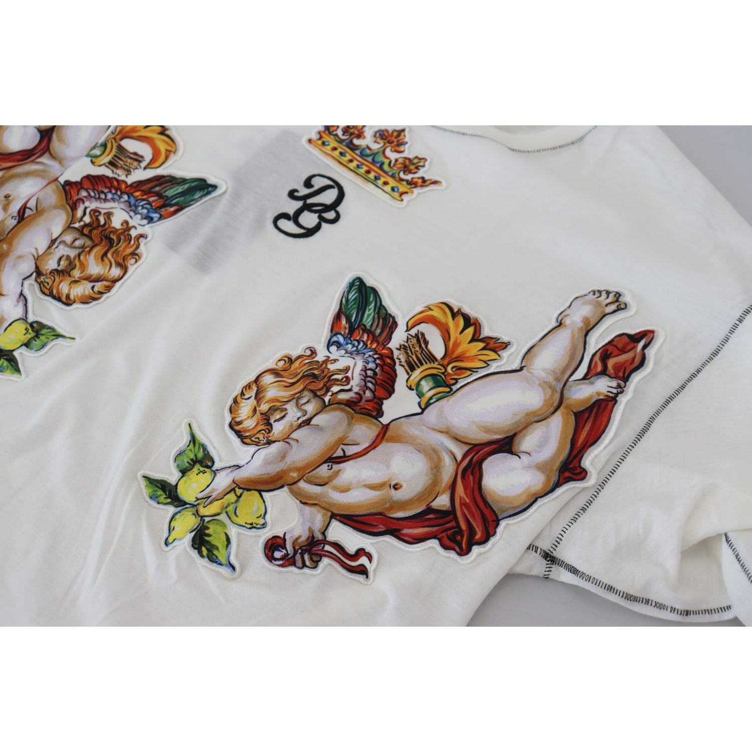 Dolce & Gabbana White Printed Short Sleeves Men T-shirt