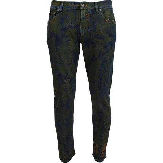 Dolce & Gabbana Blue Green Skinny Cotton Denim Jeans PAN74547- 44