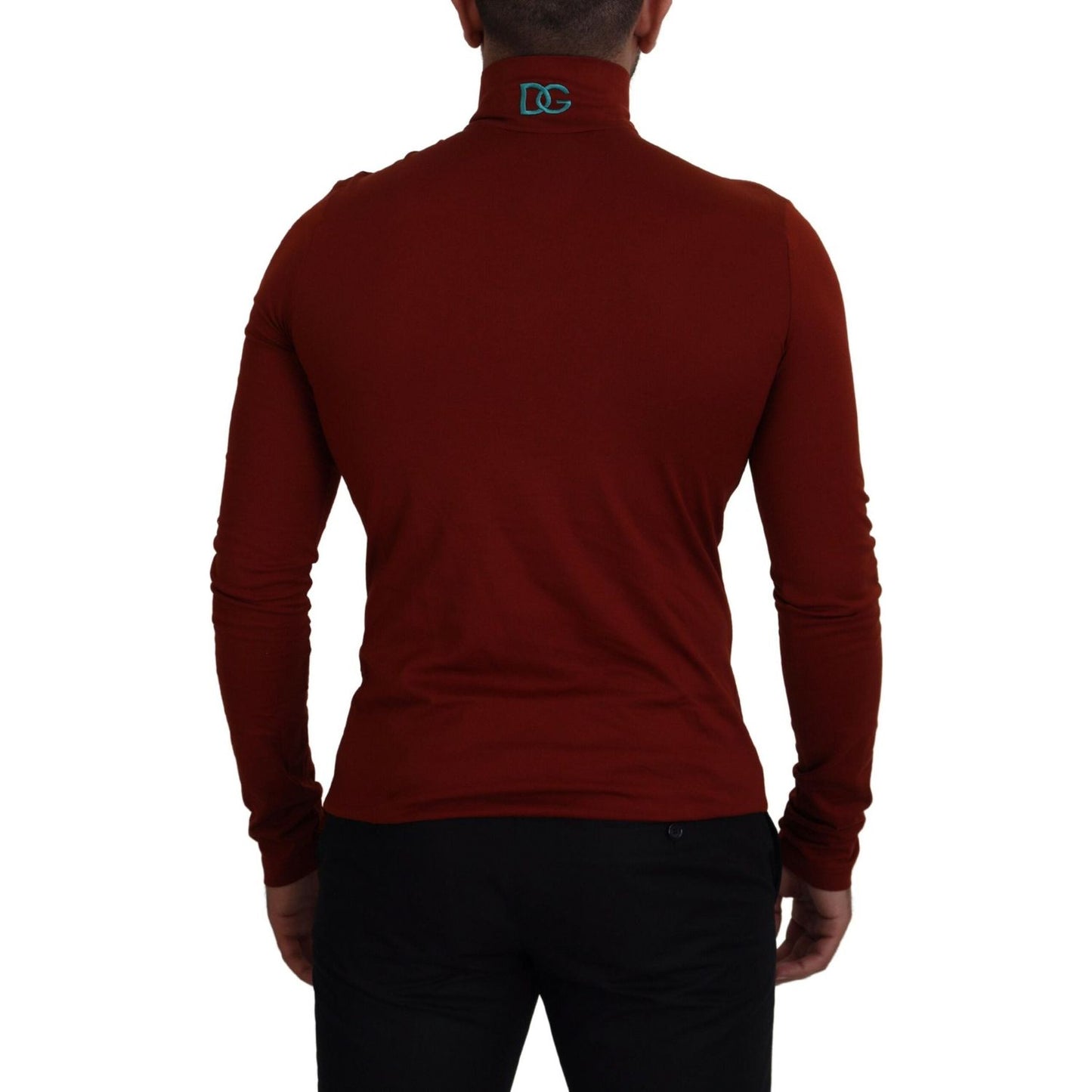 Dolce & Gabbana Maroon Cotton Turtle Neck Zip Sweater TSH83623-46