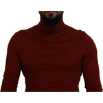 Dolce & Gabbana Maroon Cotton Turtle Neck Zip Sweater TSH83623-46