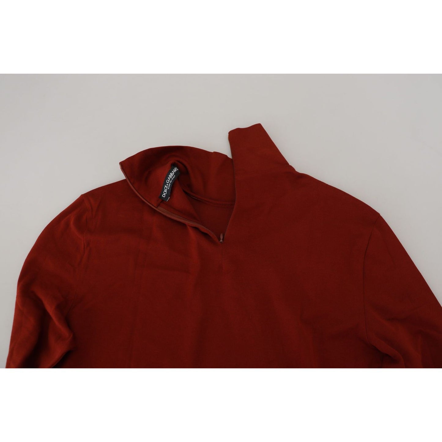 Dolce & Gabbana Maroon Cotton Turtle Neck Zip Sweater TSH83623-46