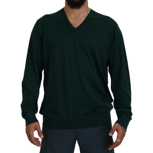 Dolce & Gabbana Green Cashmere V-neck Pullover Sweater TSH83669- 44