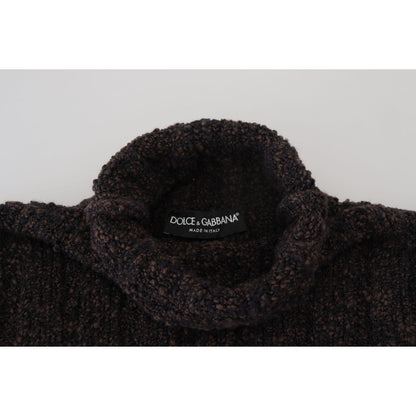 Dolce & Gabbana Brown Wool Knit Turtleneck Pullover Sweater