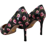 Prada Black Leather Floral Heels Stilettos Pumps LA10138-39.5