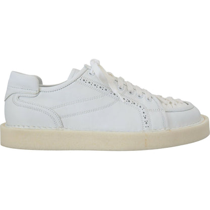 Dolce & Gabbana White Leather Low Top Oxford Sneakers Casual Shoes