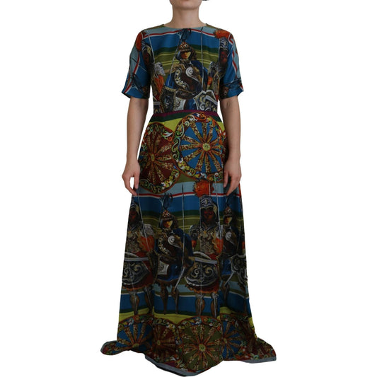 Dolce & Gabbana Multicolor Sicily Silk A-line Long Gown Dress DR28908-40