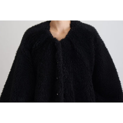 Dolce & Gabbana Black Cashmere Blend Faux Fur Coat Jacket