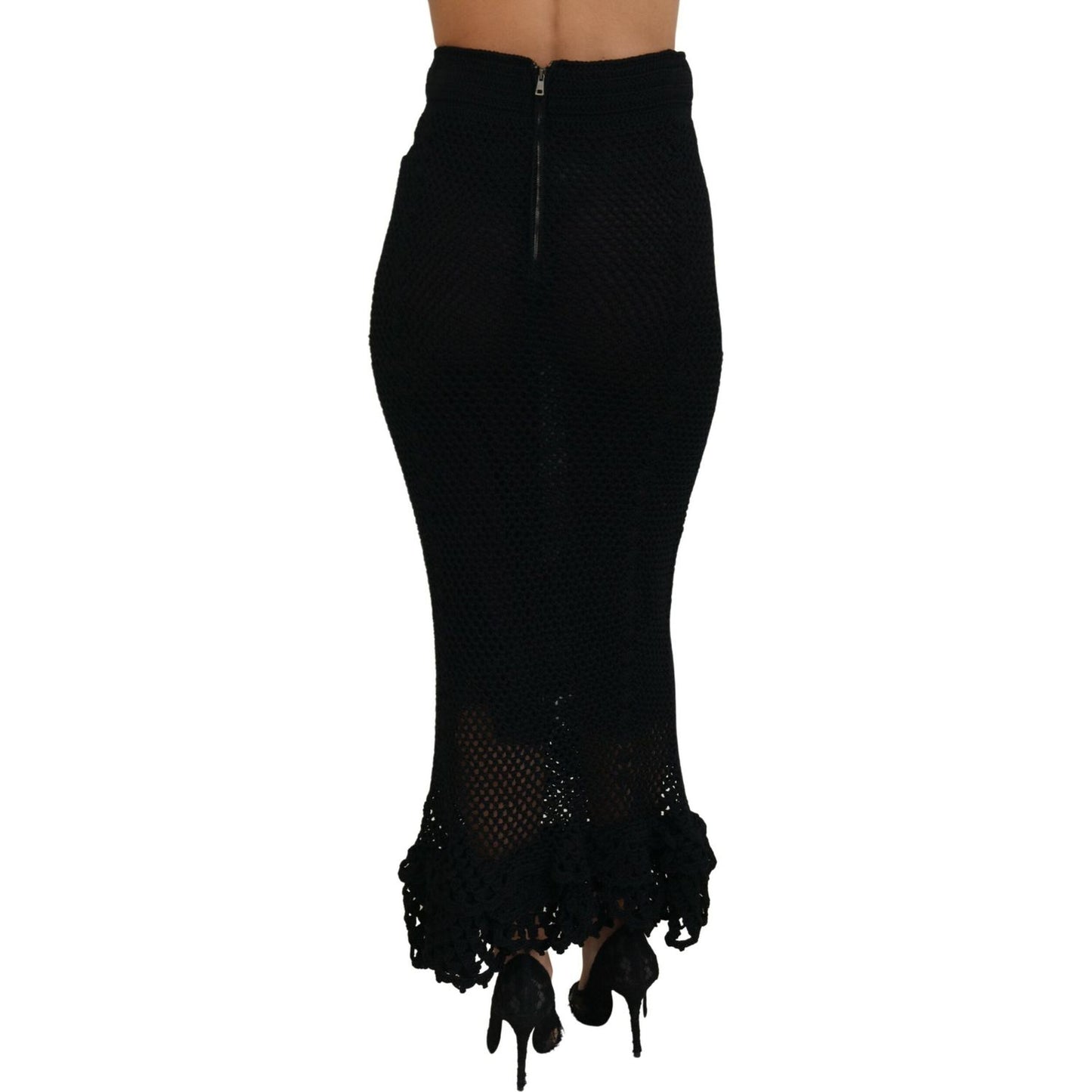 Dolce & Gabbana Black Knitted Cotton High Waist Mermaid Skirt