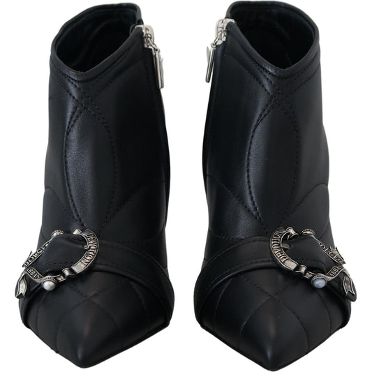 Dolce & Gabbana Black Devotion Quilted Buckled Ankle Boots Shoes LA10155- 39