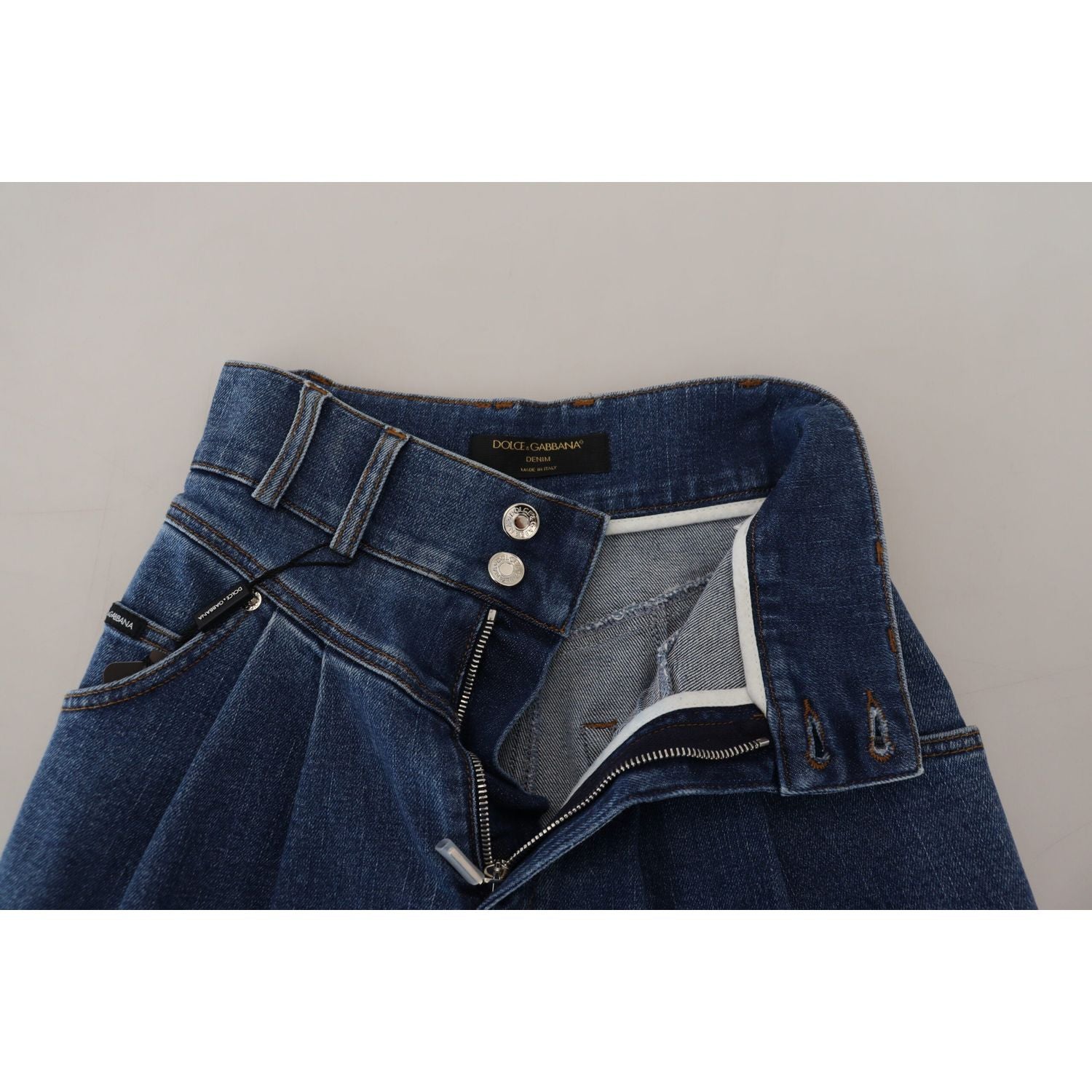 Dolce & Gabbana Blue High Waist Denim Cotton Stretch Jeans