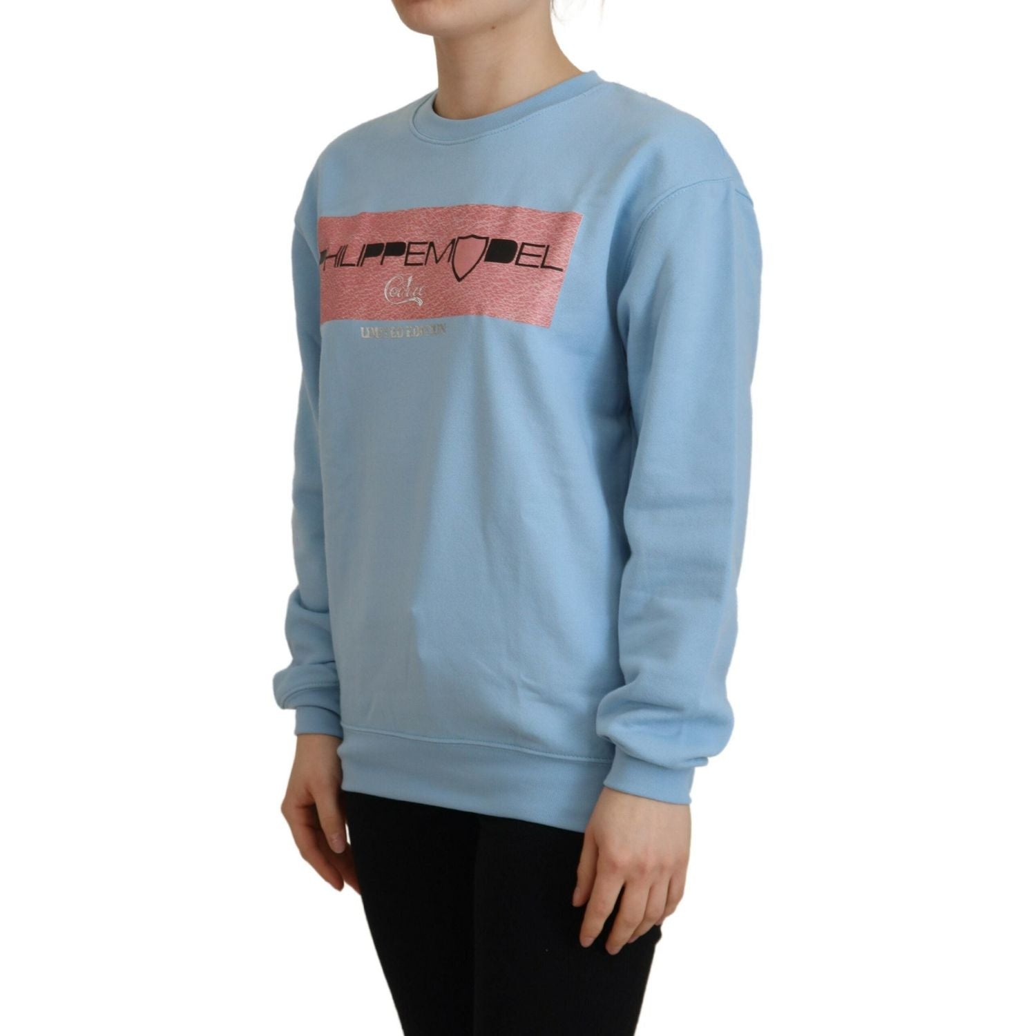 Philippe Model Light Blue Logo Printed Long Sleeves Sweater