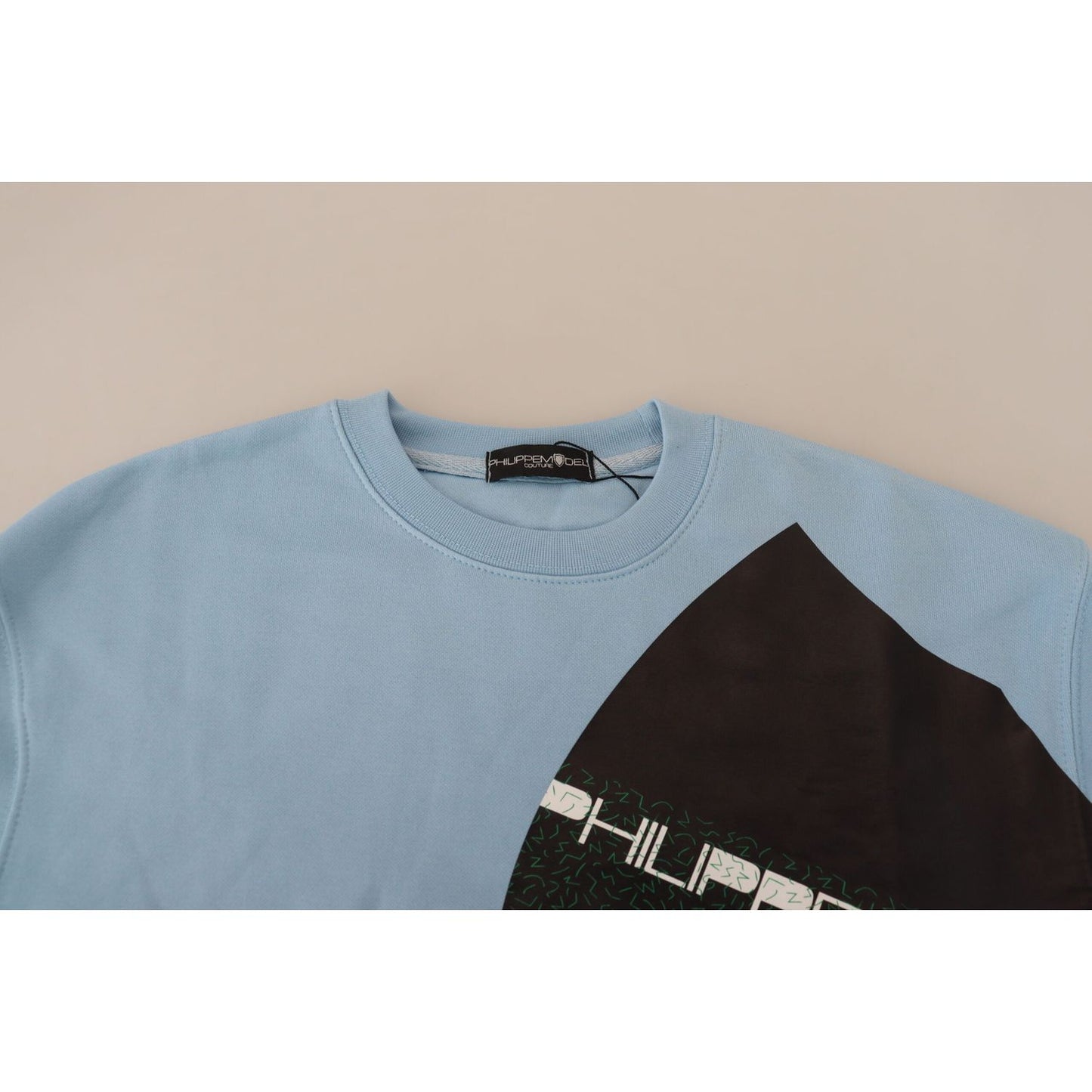 Philippe Model Light Blue Logo Printed Long Sleeves Sweater