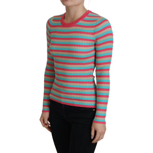 Dolce & Gabbana Multicolor Crewneck Pullover Silk Sweater TSH8070- 42