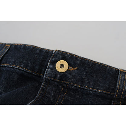 Fiorucci Dark Blue Washed Mid Waist Pencil Cut Denim Skirt