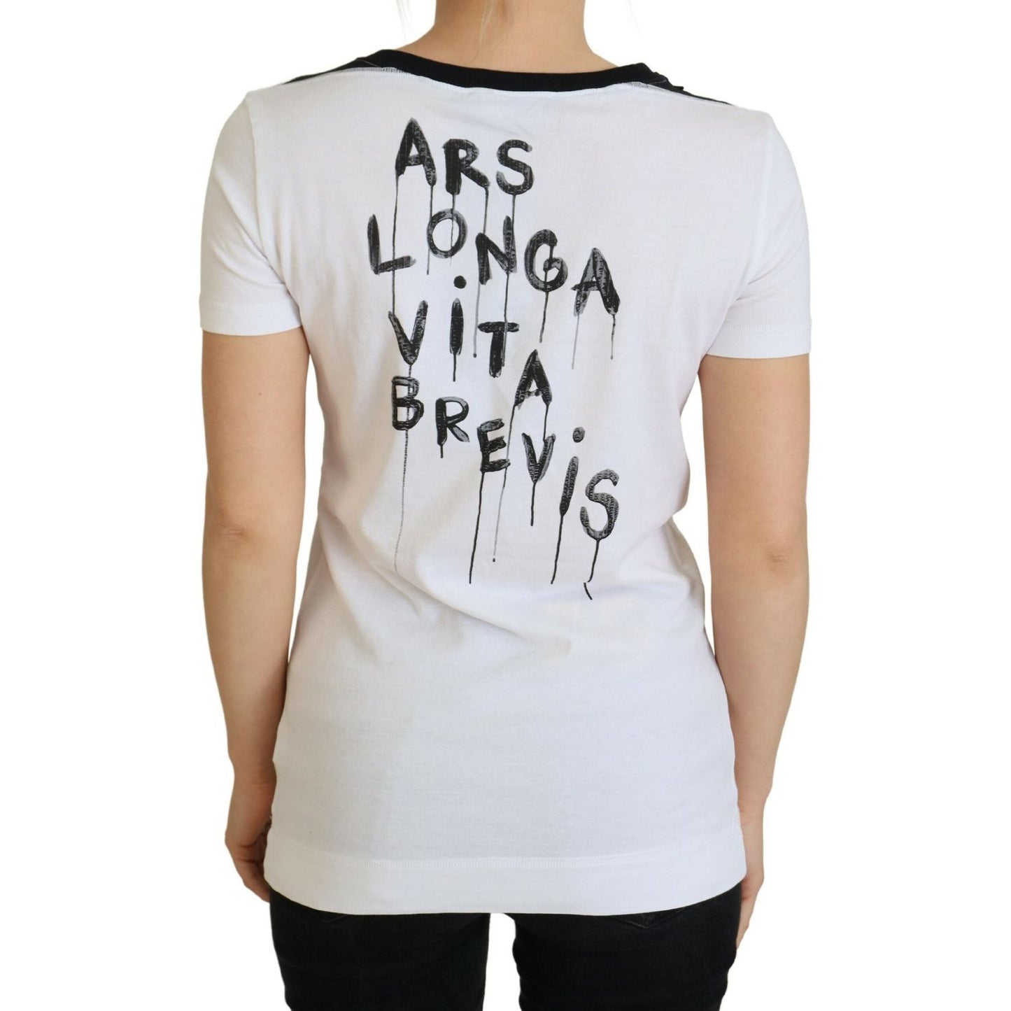 Dolce & Gabbana White Cotton T-shirt Crewneck T-shirt TSH8146- 36