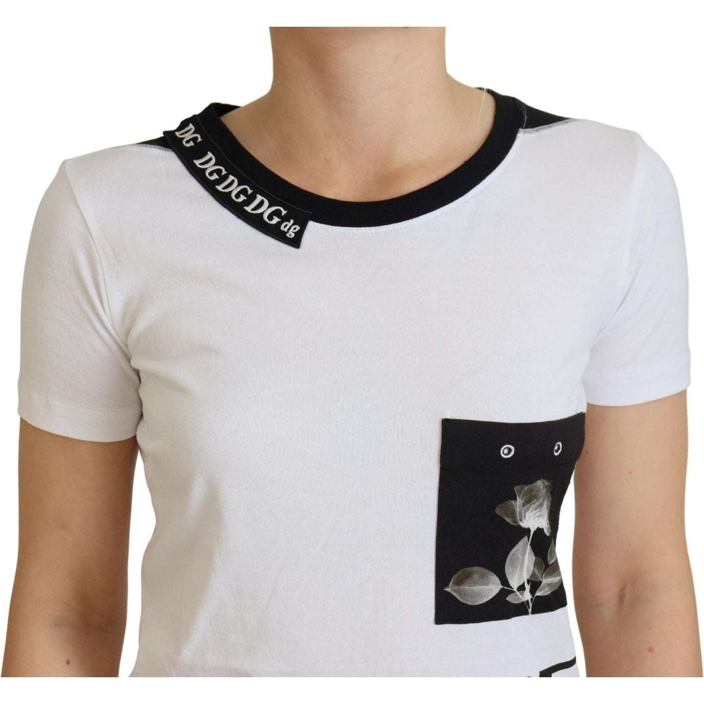 Dolce & Gabbana White Cotton T-shirt Crewneck T-shirt TSH8146- 36