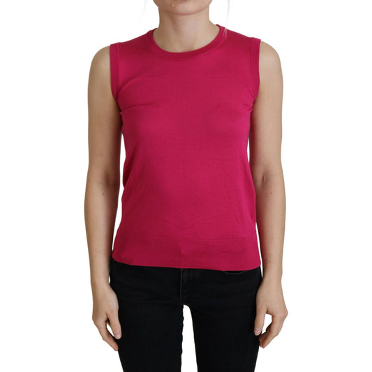 Dolce & Gabbana Pink Silk Vest Pullover Crewneck Tank Top TSH8147- 36