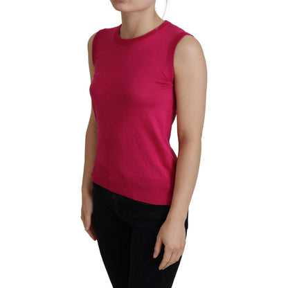 Dolce & Gabbana Pink Silk Vest Pullover Crewneck Tank Top