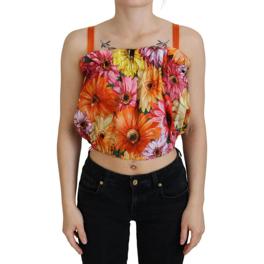 Dolce & Gabbana Blouse Cropped Floral Cotton Tank Top
