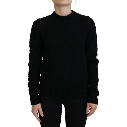 Dolce & Gabbana Black Wool Knit Crewneck Pullover Sweater TSH83691- 40