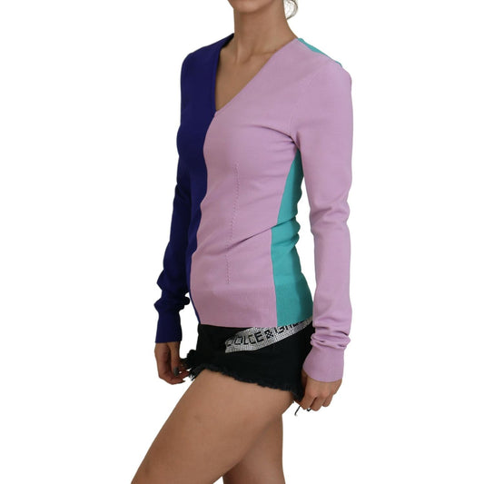 Dolce & Gabbana Multicolor V-neck Viscose Long Sleeves Sweater TSH83694- 40