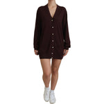 Dolce & Gabbana Maroon Wool Knit Deep V-neck Cardigan Sweater TSH83699- 40