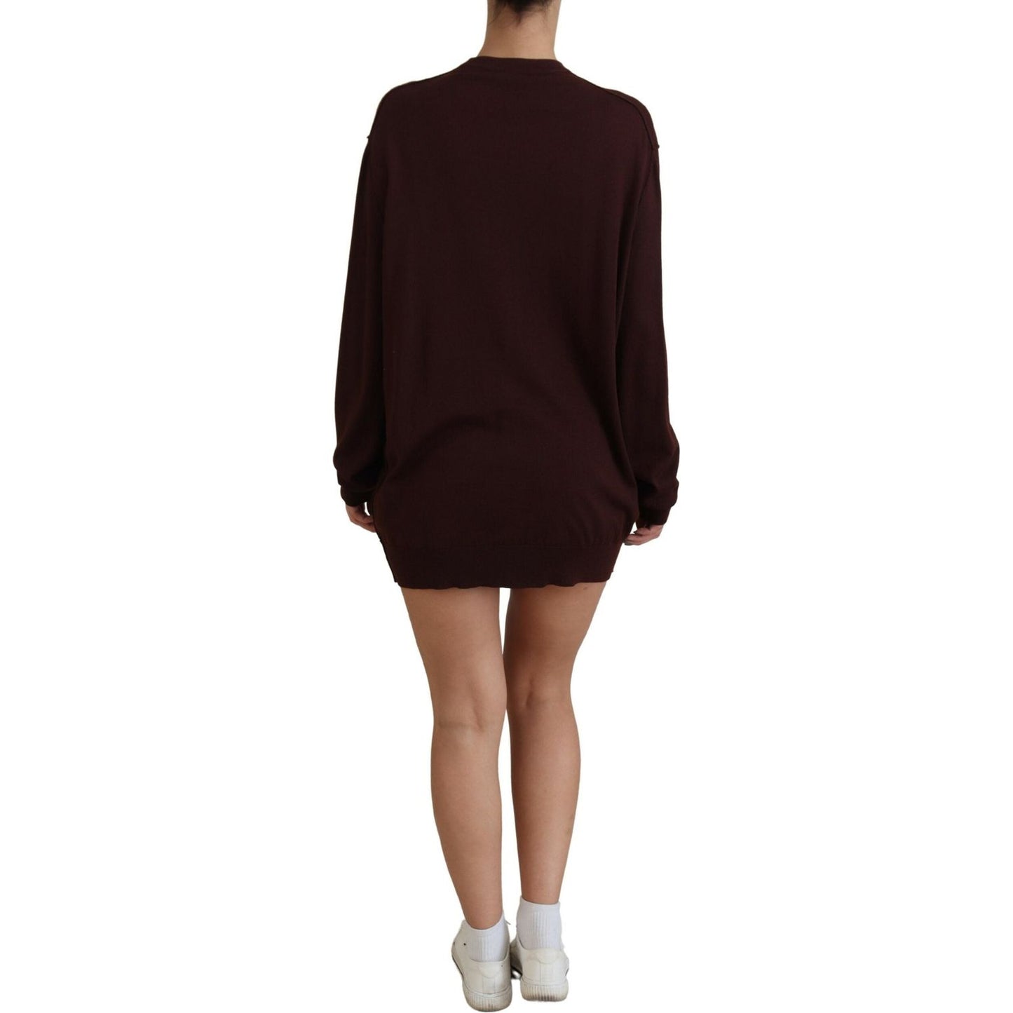 Dolce & Gabbana Maroon Wool Knit Deep V-neck Cardigan Sweater TSH83699- 40