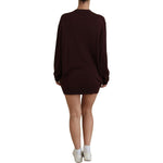 Dolce & Gabbana Maroon Wool Knit Deep V-neck Cardigan Sweater TSH83699- 40