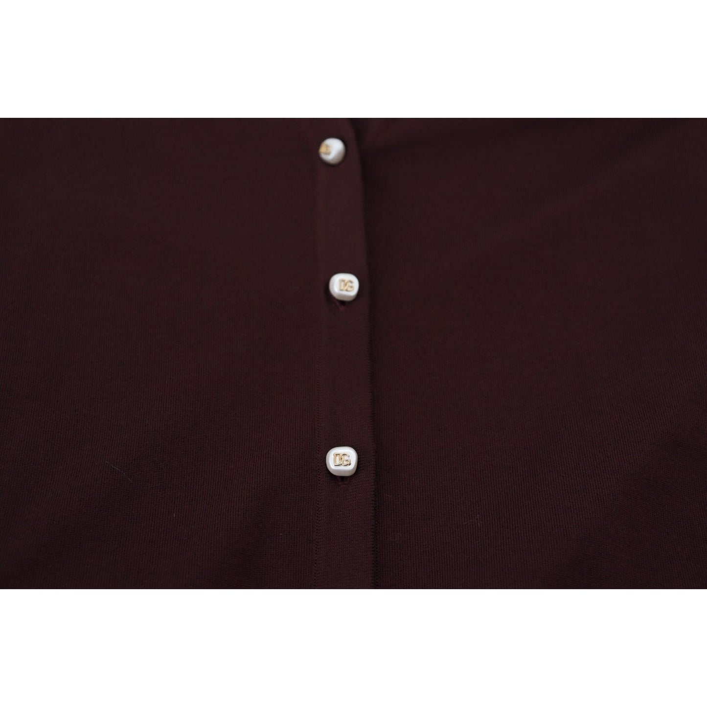 Dolce & Gabbana Maroon Wool Knit Deep V-neck Cardigan Sweater TSH83699- 40