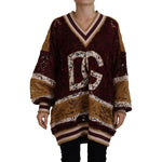 Dolce & Gabbana Multicolor Lace V-neck Pullover Sweater TSH83758- 40