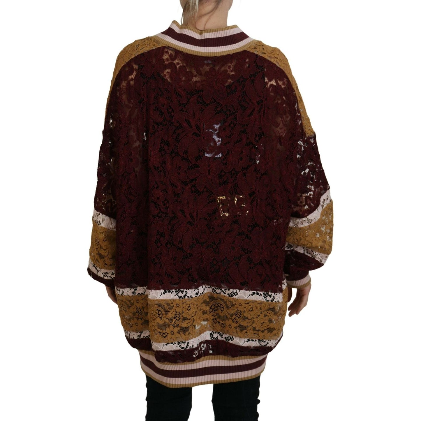 Dolce & Gabbana Multicolor Lace V-neck Pullover Sweater TSH83758- 40