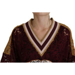 Dolce & Gabbana Multicolor Lace V-neck Pullover Sweater TSH83758- 40
