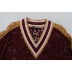 Dolce & Gabbana Multicolor Lace V-neck Pullover Sweater TSH83758- 40