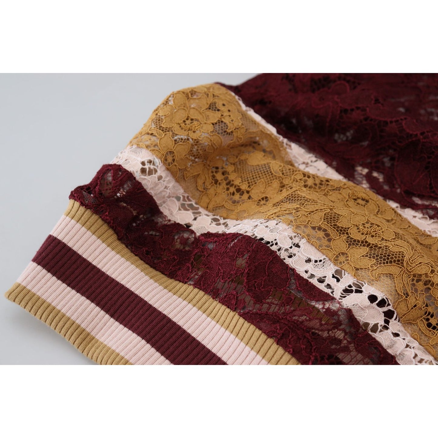 Dolce & Gabbana Multicolor Lace V-neck Pullover Sweater TSH83758- 40