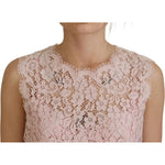 Dolce & Gabbana Pink Floral Lace Sleeveless Tank Blouse Top TSH83784- 40