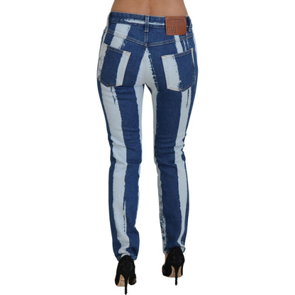 Dolce & Gabbana Cobalt Blue Stripes Skinny Denim Cotton Jeans