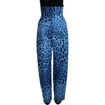 Dolce & Gabbana Blue Leopard Print High Waist Pants PAN74184- 40