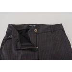 Dolce & Gabbana Gray Stripes Wool Tapered Women Pants PAN74590- 38