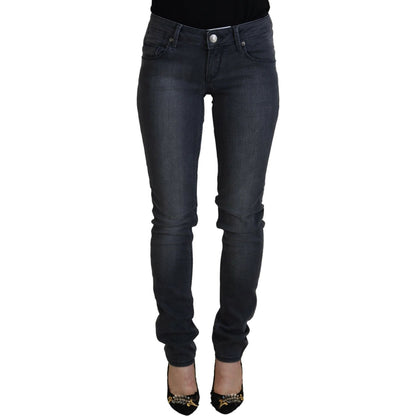 Acht Gray Cotton Skinny Low Waist Women Casual Denim Jeans